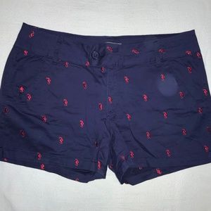 Blue Epic embroidered shorts SZ 16 x 4” red seahorses cute